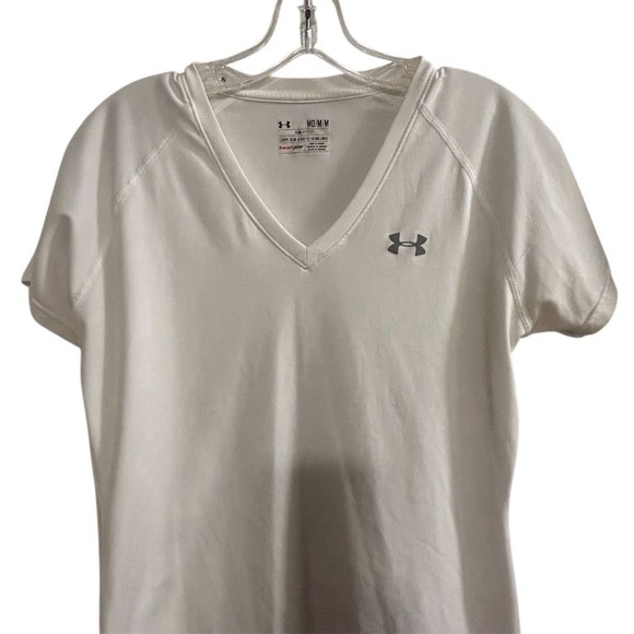 Under Armour Women's V-Neck Tee M White Short Sleeve Casual Top - Picture 3 of 8